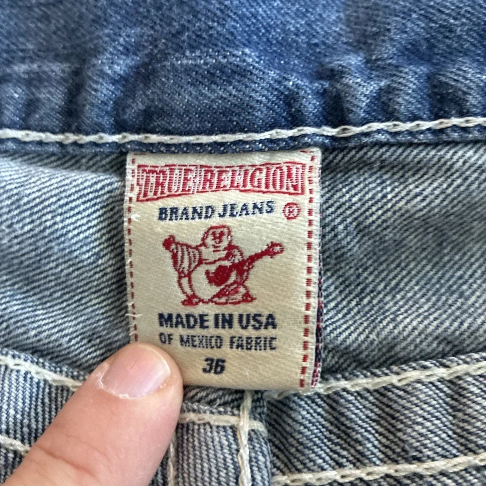 True Religion Ricky Blue Jeans Mens 36x26 (27) Flap Pocket Y2K Stitch Lot Of 2